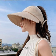 UVカット 帽子 サンバイザー ベージュの画像