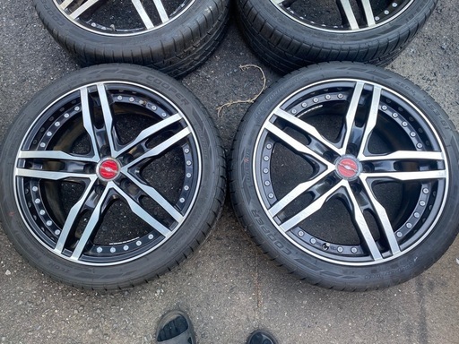 香川発　18インチ　PCD100.5 7.5j ET48 シャレン　タイヤ付きホイールセット プリウス、ウィッシュ、スバル車等　タイヤ　225/40R18 8分山以上