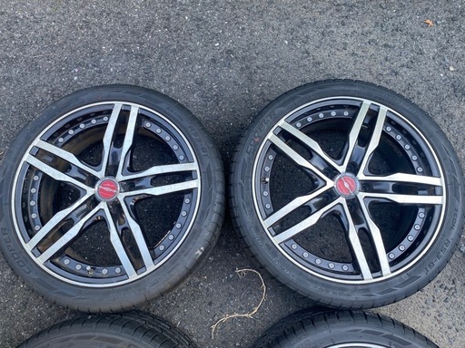 香川発　18インチ　PCD100.5 7.5j ET48 シャレン　タイヤ付きホイールセット プリウス、ウィッシュ、スバル車等　タイヤ　225/40R18 8分山以上