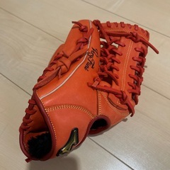 美品 左利き MIZUNO ミズノ グローブ  オレンジ　の画像