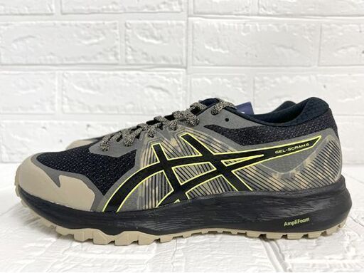 ②未使用品 アシックス asics GEL-SCRAM 6 メンズ ランニングシューズ トレイルラン 25.5cm BLACK/NEO