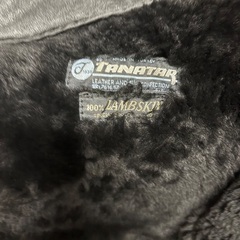 used 羊革　tanatar ロングコート　膝丈　ムートン　ブラック　黒　紳士　ボア　冬の画像