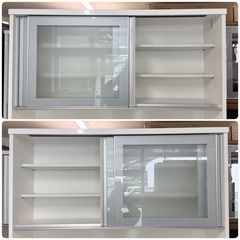 【超美品‼️】定価96,990円♪ ニトリ 120cm幅キッチンボード(レジューム120) 食器棚 収納家具 鏡面仕上げホワイト♪の画像