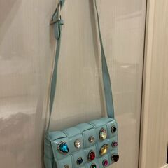 ショルダーバッグ　ビジュー付き 水色 Y2K 韓国ファッションの画像