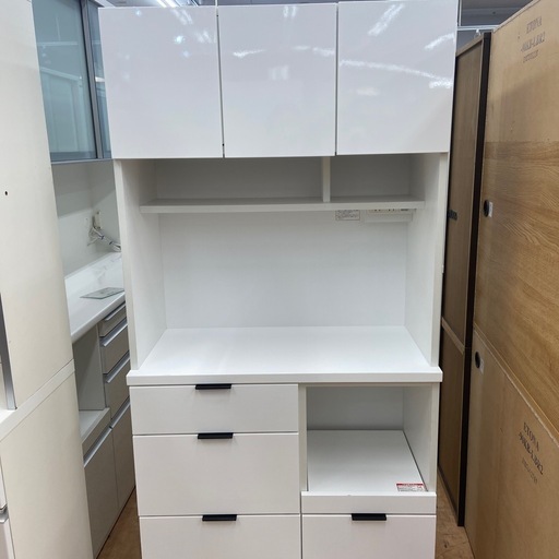 【来店いただける方限定】　ニトリ　レンジボード　3枚扉　ホワイト　【トレファク摂津店】