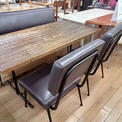 ★ジモティ割あり★ 関家具　クラッシュゲート ダイニングテーブルセット ブラウン H65×D70×W140 クリーニング済み TK6569TKKAGU の画像