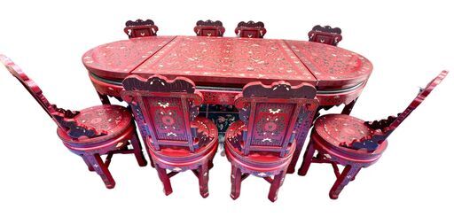 超希少！中国美術 螺鈿細工 漆塗 ダイニングセット 11点 JINLONG 金龍 超希少！中国美術 螺鈿細工 漆塗 ダイニングセット 11点 JINLONG 金龍