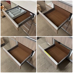 【超美品‼️】定価40万♪ 綾野製作所 160cm幅キッチンボード(ラクシア) 食器棚 収納家具 木目調ブラウン♪の画像