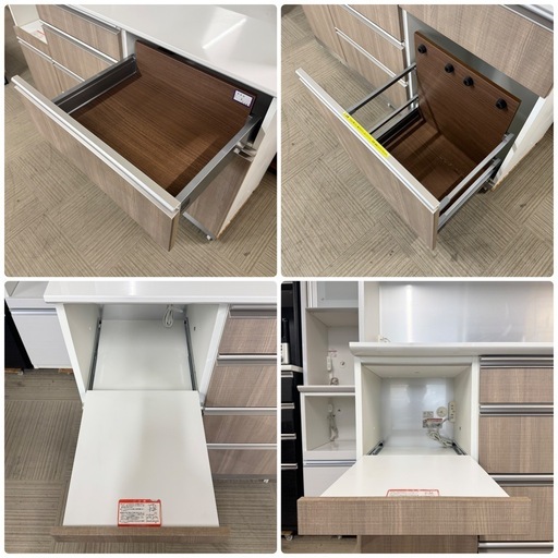 【超美品‼️】定価40万♪ 綾野製作所 160cm幅キッチンボード(ラクシア) 食器棚 収納家具 木目調ブラウン♪