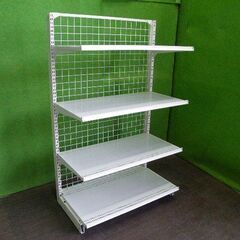 オカムラ製 H150cm×W90cm 単体片面３段エンド什器 背...