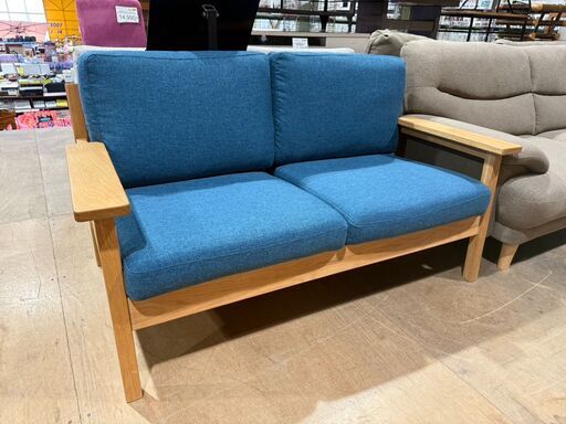 【愛品館市原店】2人掛けソファ（木製アーム）