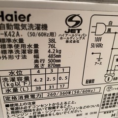 9/22〜9/25に引き取り可能な方1000円→0円　Haier洗濯機　中古⚫︎故障なしの画像