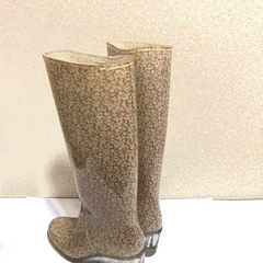 38 レインブーツ  雨靴 小花柄 earth music & ecology 緑ピンク  の画像