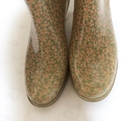 38 レインブーツ  雨靴 小花柄 earth music & ecology 緑ピンク  の画像