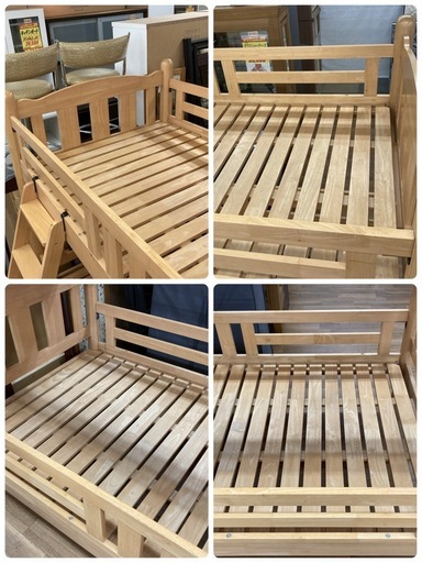 ジモティー限定価格！S765 ⭐ 天然木2段ベッド 頑丈な作り 長さ210cm 幅110cm USED