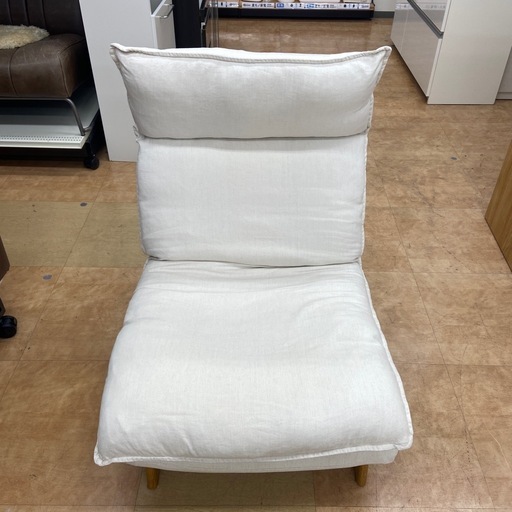 【来店いただける方限定】　無印良品　1人掛けソファー　ハイバックリクライニングソファー　アイボリー　【トレファク摂津店】