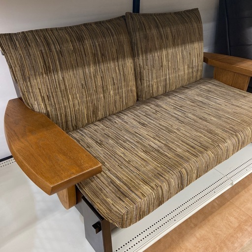 【来店いただける方限定】　2.5人掛けソファー　ファブリック　ブラウン　程度B 　【トレファク摂津店】