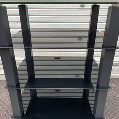 ★状態〇★ オーディオラック FITUEYES 強化ガラス 棚板 キャスター付き H83xW60xD45.5cmの画像