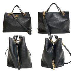 シャネル CHANEL ショルダーバッグ シェブロン Vステッチ 2WAY チェーン ハンド 斜めかけ ブラックの画像