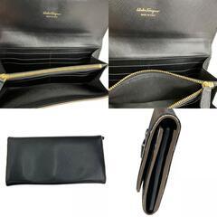 186005 現状品 Salvatore Ferragamo サルヴァトーレフェラガモ Salvatore Ferragamo 長財布 ブラック レザー レディース [1000025365923]の画像