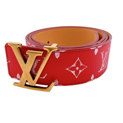 ルイヴィトン LOUIS VUITTON ベルト モノグラム サンチュール LVイニシャル リバーシブル 95/38 40MM M8457 レッドの画像
