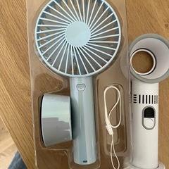 新品未使用ケトルとハンディ扇風機2台の画像
