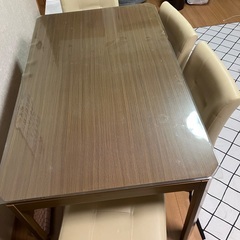 4人用 ダイニングこたつ チェア4脚 こたつ布団 セットの画像