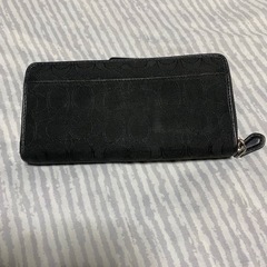 コーチ ラウンドファスナー長財布 カード入れ小銭入れレザーブラックの画像