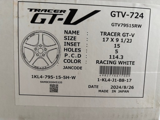 新品
ame gtvホイール　9.5j