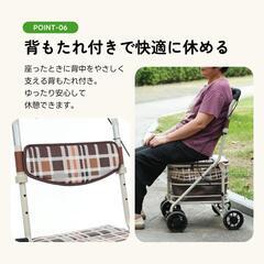 送料込み❣ 新品未使用 歩行器 歩行車 シルバーカー キャスター 室外用 高さ調整可能 折りたたみ可 1185366 の画像