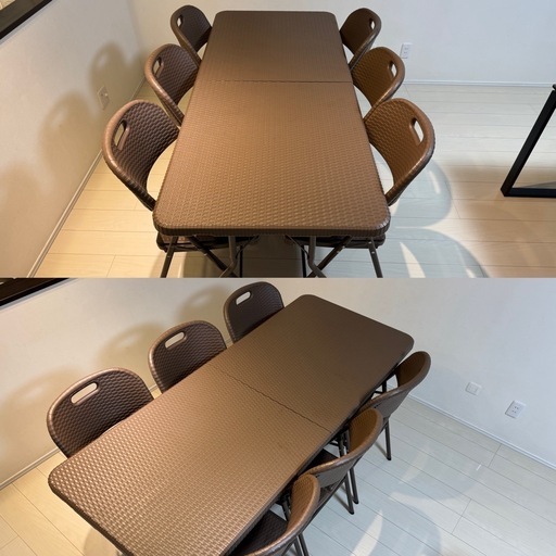 折りたたみ ガーデンテーブルセット7点セット 屋外室内兼用 防水