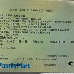  【定価以下】9/21中津川WILD WOOD 2025チケット...