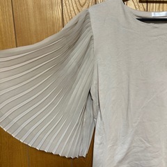 ベージュ プリーツ袖 トップスの画像