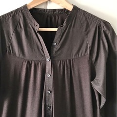 GAP シャツ ワンピース　ブラウン　七分袖の画像