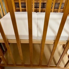 大和屋 パタン 折りたたみ ミニベビーベッド 木製 ベット　引き取り限定の画像