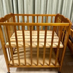 大和屋 パタン 折りたたみ ミニベビーベッド 木製 ベット　引き取り限定の画像