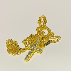 【1点限り】K18刻印有り金ネックレス 豪華なクロストップ付 金アクセサリー 男女兼用　luxury GOLD 18金GFの画像