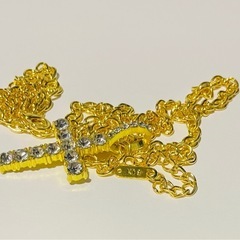 【1点限り】K18刻印有り金ネックレス 豪華なクロストップ付 金アクセサリー 男女兼用　luxury GOLD 18金GFの画像