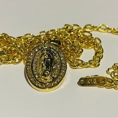 【1点限り】K18刻印有り GOLD ユニセックスジュエリー 金ネックレス 金観音メダルネックレス luxury 18金GF おしゃれ 男女兼用 GOLDの画像