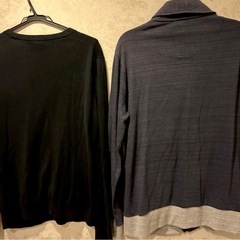 【美品2点セット】TAKAQ スリムフィットシャツ（LL）＆ UNIQLO カーディガン（L）の画像