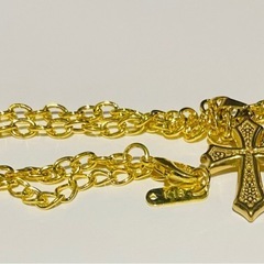 【2点限り】K18刻印有り GOLDクロスネックレス 男女兼用 ペア・お揃い可能 18金GF  luxury 十字架 シンプル  の画像