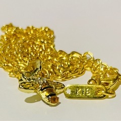 【1点限り】K18刻印有り GOLD蜜蜂ネックレス 男女兼用 おしゃれ Fancy  18金GF luxury honeybee GOLD の画像
