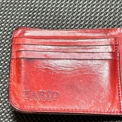 🆓無料【ZARIO-GRANDEE 財布】ネイビー×レッド／栃木レザー製（少し難あり）の画像