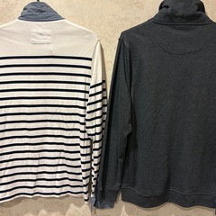 【メンズLサイズ】Beno ボーダーシャツ＆Good Crew ニットカーディガン 2点セットの画像