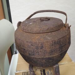 アンティーク、骨董、鉄鍋、珍品、２６ｘ２２ｘ３５の画像