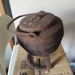 アンティーク、骨董、鉄鍋、珍品、２６ｘ２２ｘ３５の画像