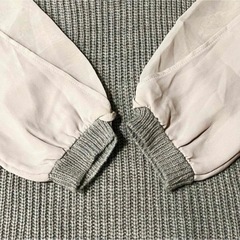 フリル袖ニット サイズM グレー の画像