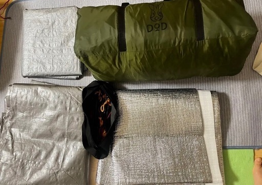 DOD ワンポールテント RX (L) カーキ　鉄？ペグ　アルミシートなどセット