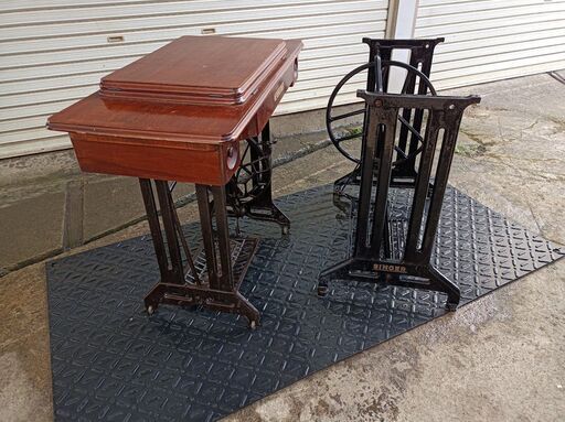 ミシン台　２台セット　作業台　レトロ　昭和　ブラザー　シンガー