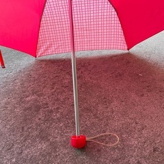 赤×ピンクチェック柄　折り畳み傘の画像
